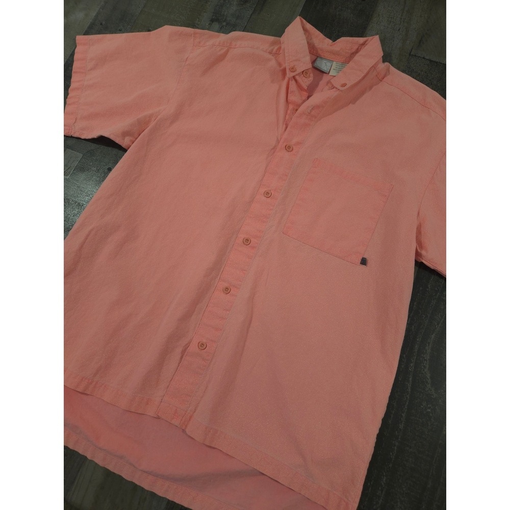 Vintage Ocean Pacific Nean Peach Geometric Button Down Surf Short Sleeve Size L